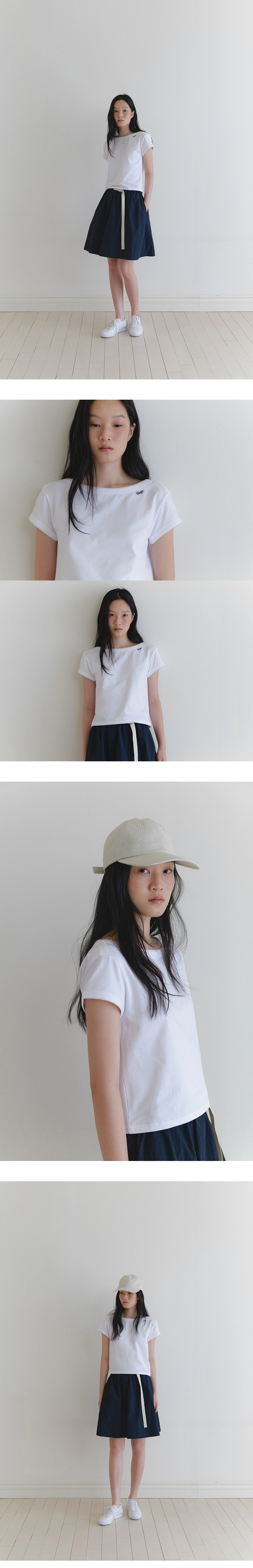 Lace boatneck crop t-shirt_4colors