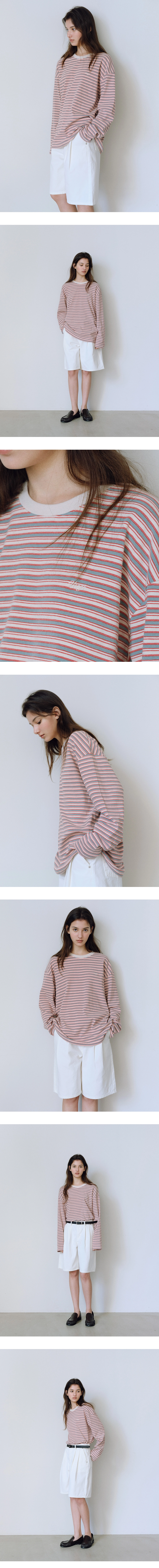 Multi stripe overfit t-shirt_2colors