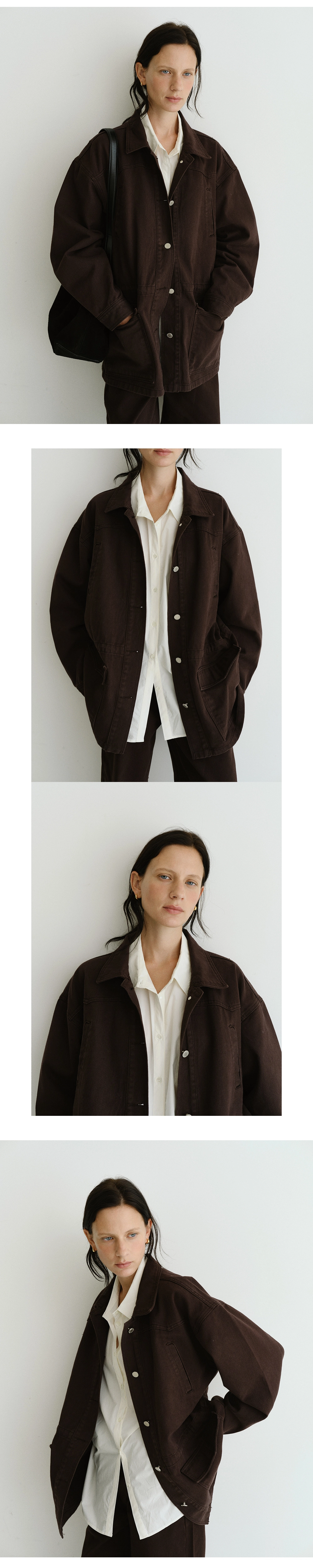 Denim utility jacket_Cocoa brown