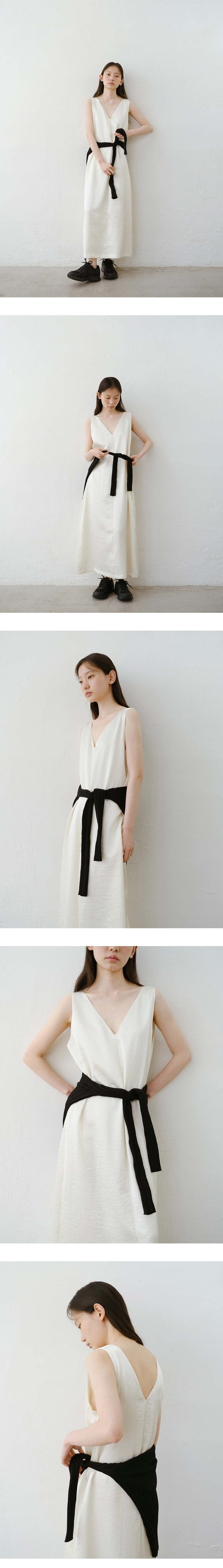 Satin V sleeveless dress_2colors