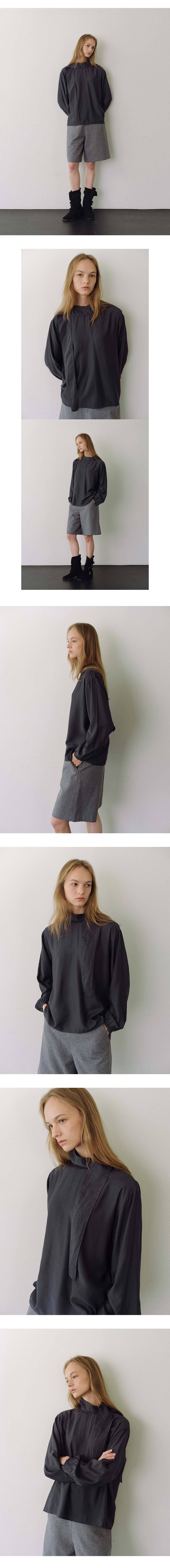 Draped tie blouse_2colors