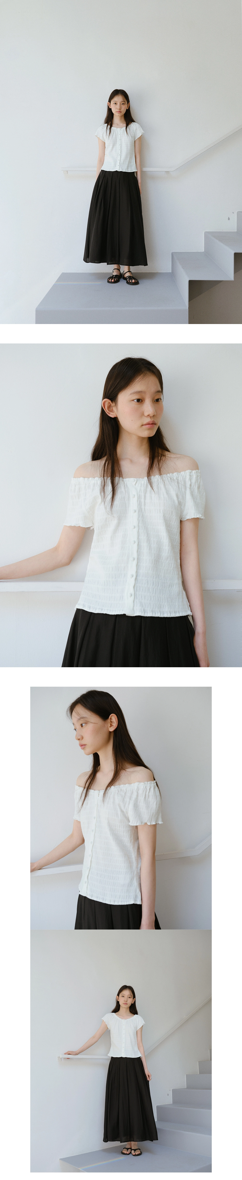 Soap button half blouse_2colors