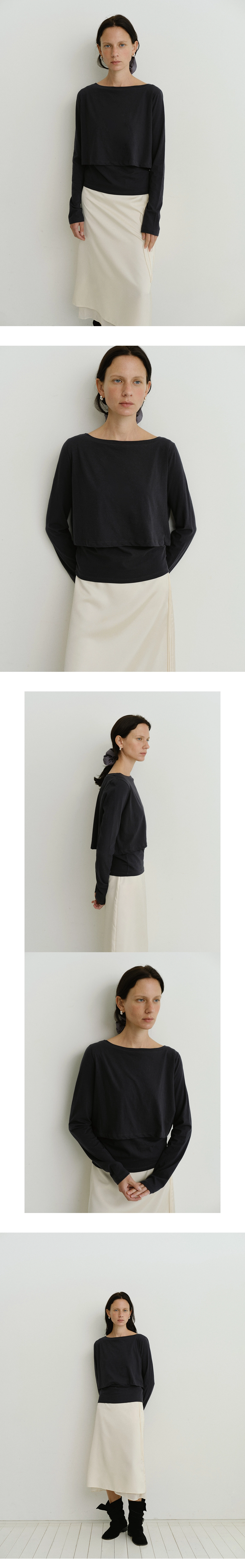 Layered boatneck t-shirt_2colors
