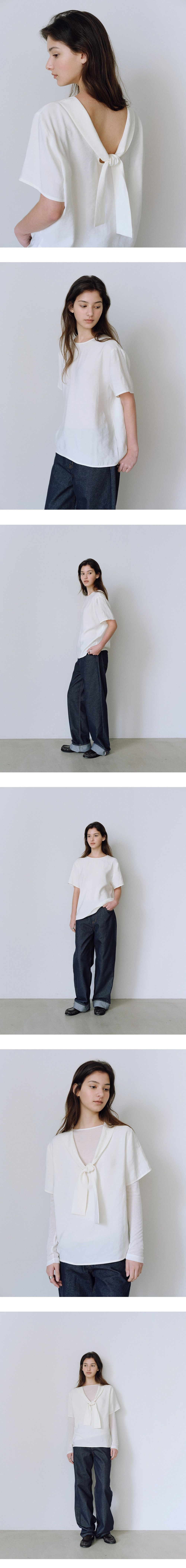 Back tie half blouse_2colors