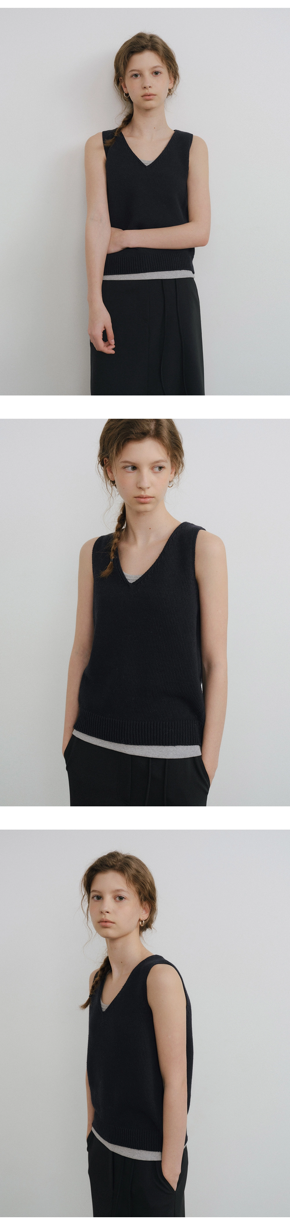 Cotton slub knit sleeveless_3colors