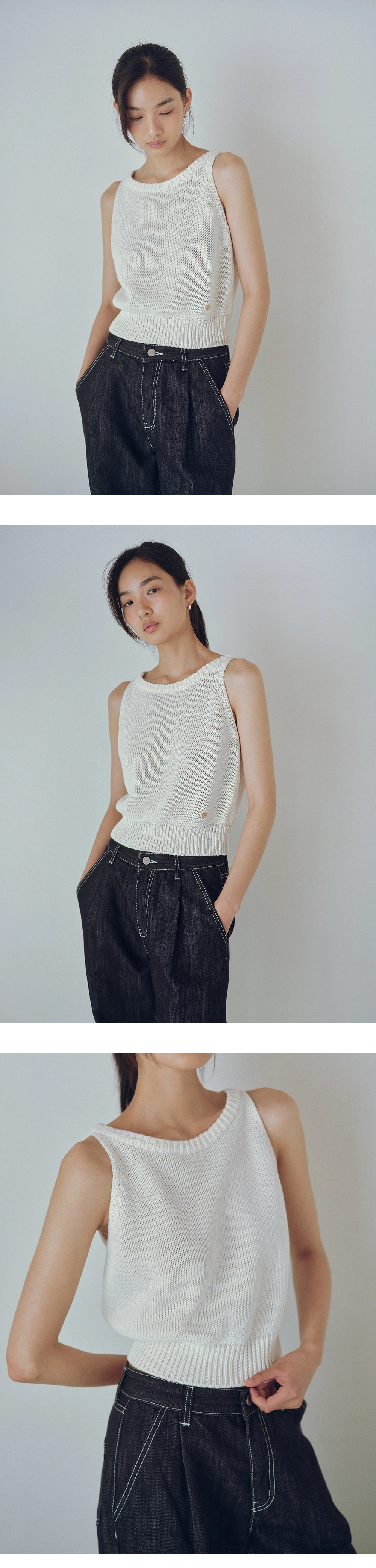 [사이즈 추가] Paper boatneck knit sleeveless