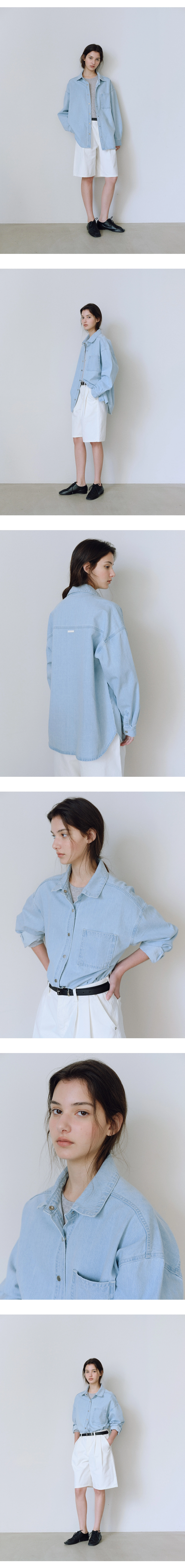 Snap washed denim shirt