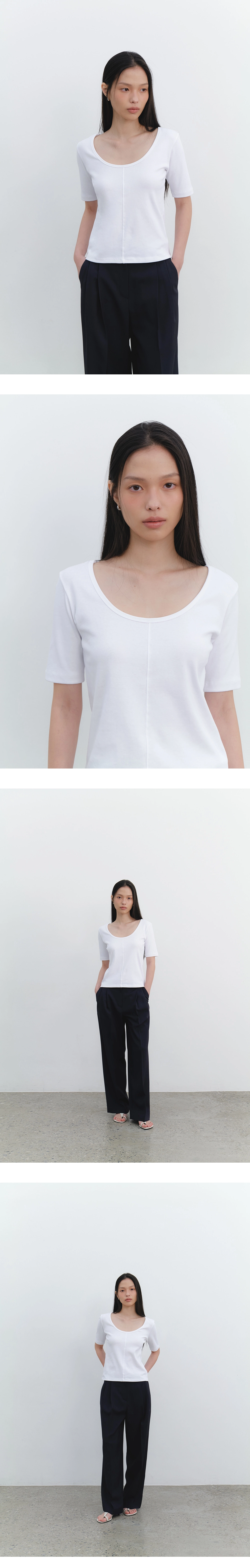 [서지연 착용] Two way half sleeve t-shirt_4colors