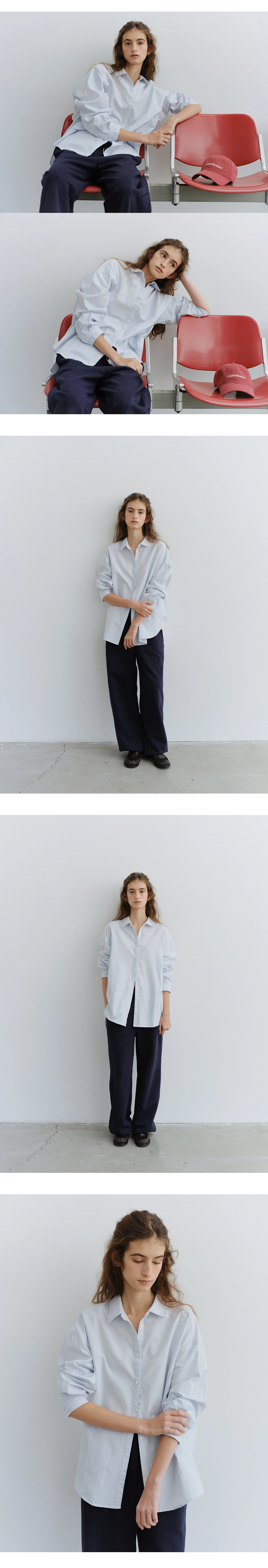 Cotton crease line shirt_3colors
