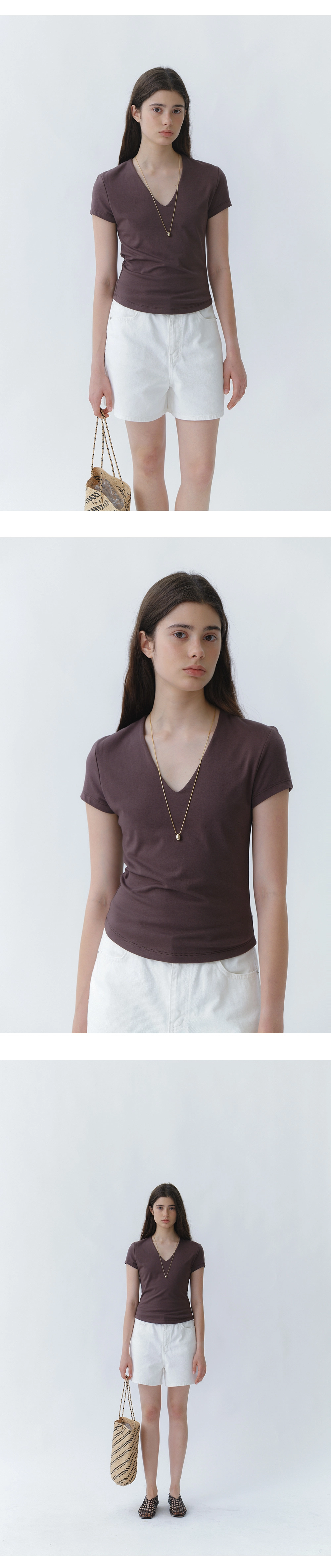 Mellow V-neck t-shirt_4colors