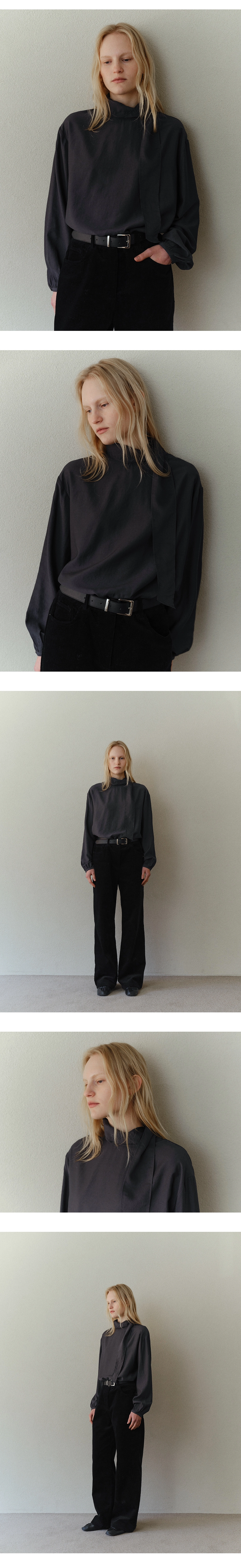 Draped tie blouse_2colors