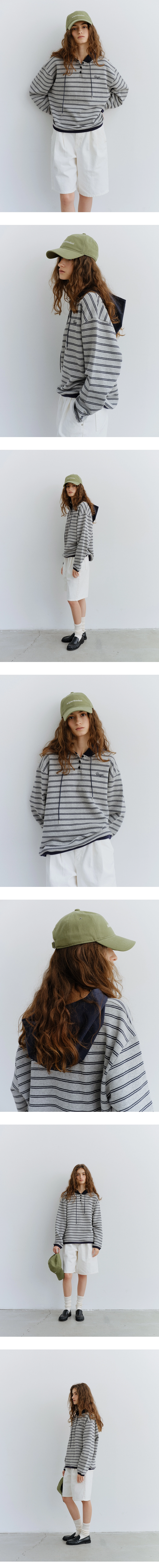 Stripe logo hoodie anorak_2colors