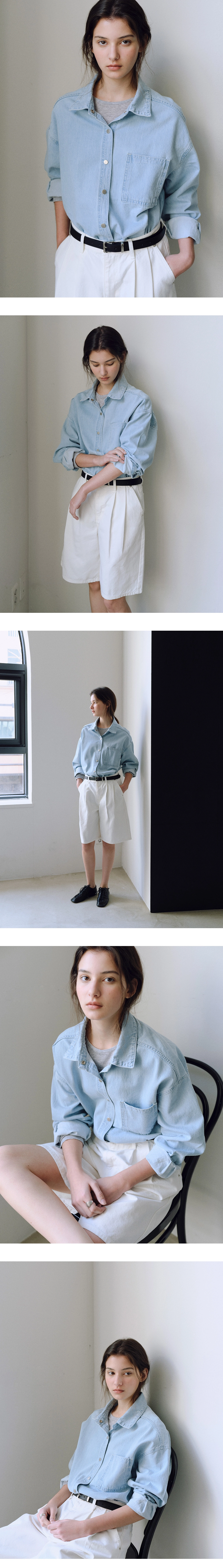 Snap washed denim shirt