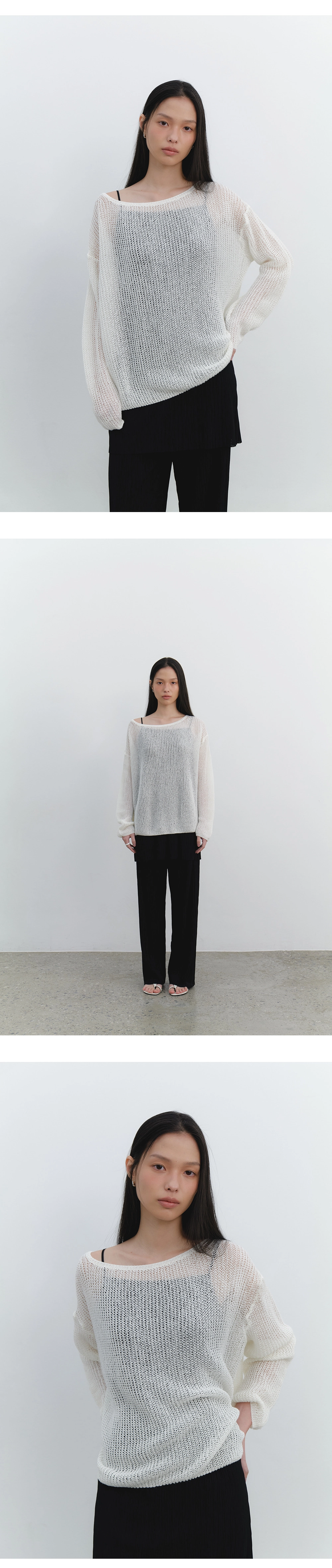 [주리, 박소령, 서지연 착용] Paper boatneck loose knit_3colors