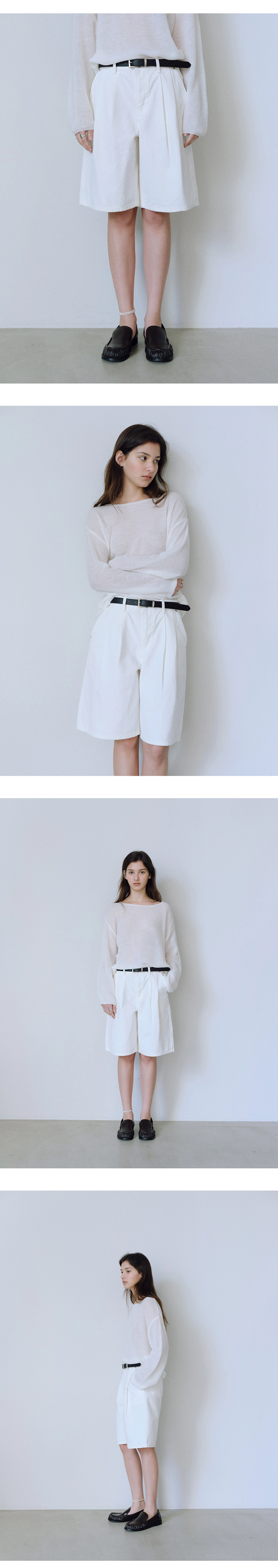 Two-tuck bermuda denim pants_2colors