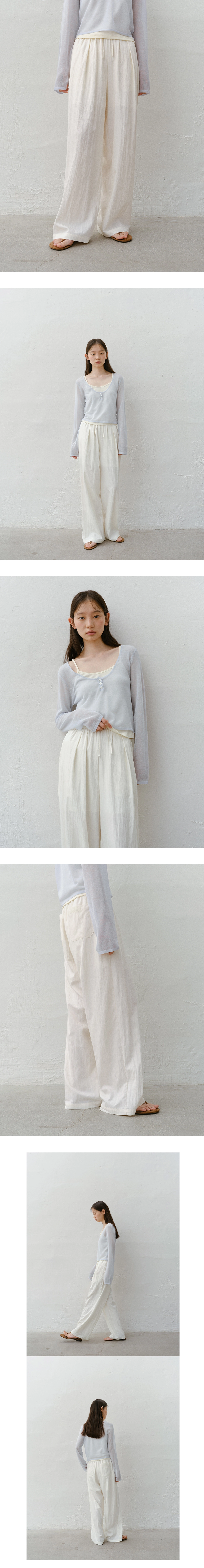 Curd wide banding pants_3colors