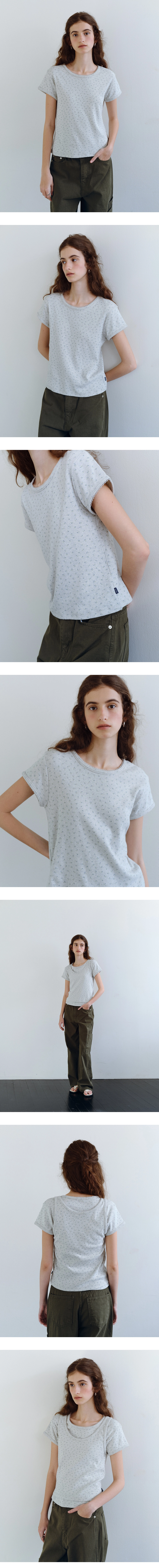 Flower eyelet t-shirt_2colors