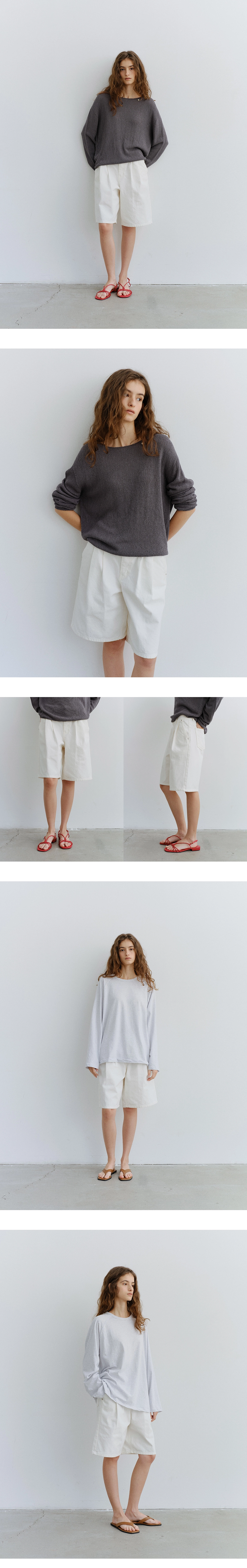 Two-tuck bermuda denim pants_2colors