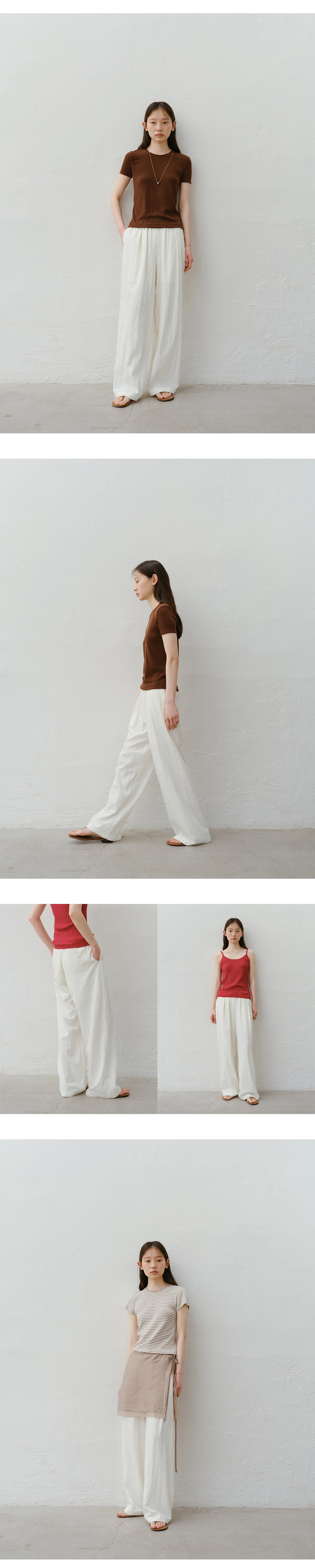 Curd wide banding pants_3colors