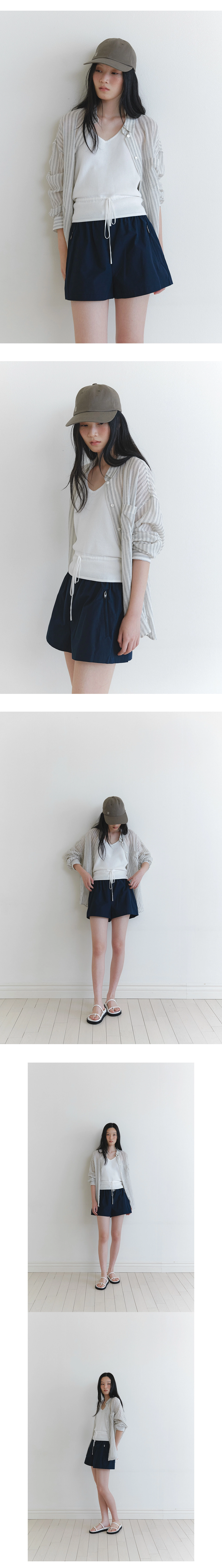 Zipper string band shorts_2colors