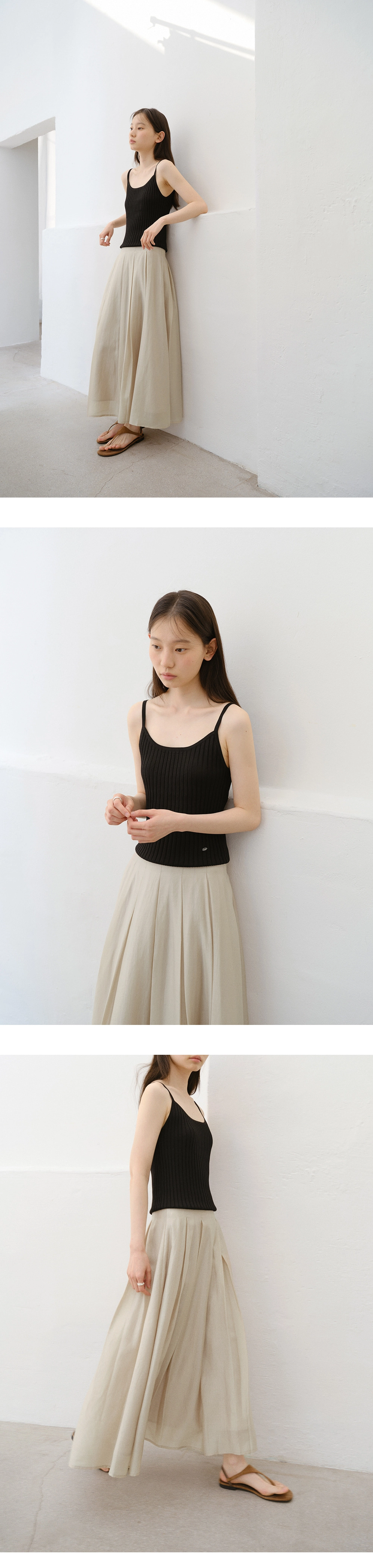 Breeze pleat long skirt_3colors
