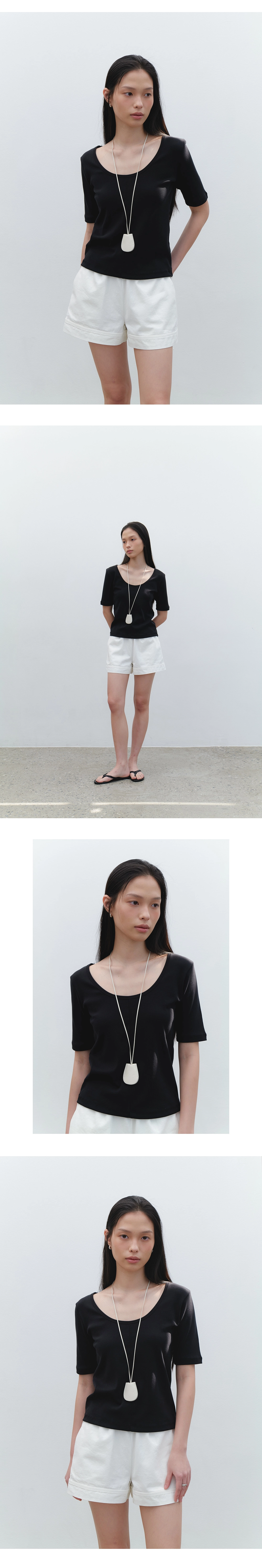 [서지연 착용] Two way half sleeve t-shirt_4colors