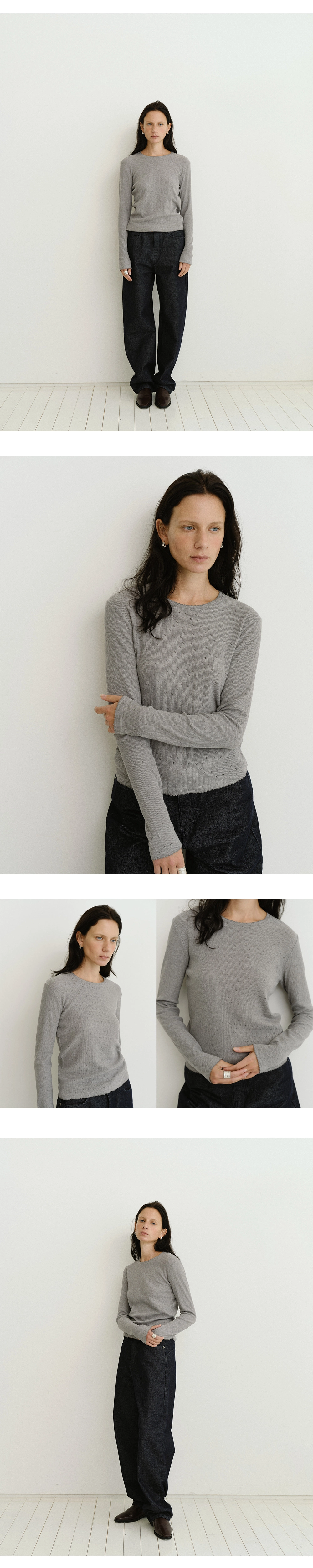 Eyelet back button t-shirt_3colors