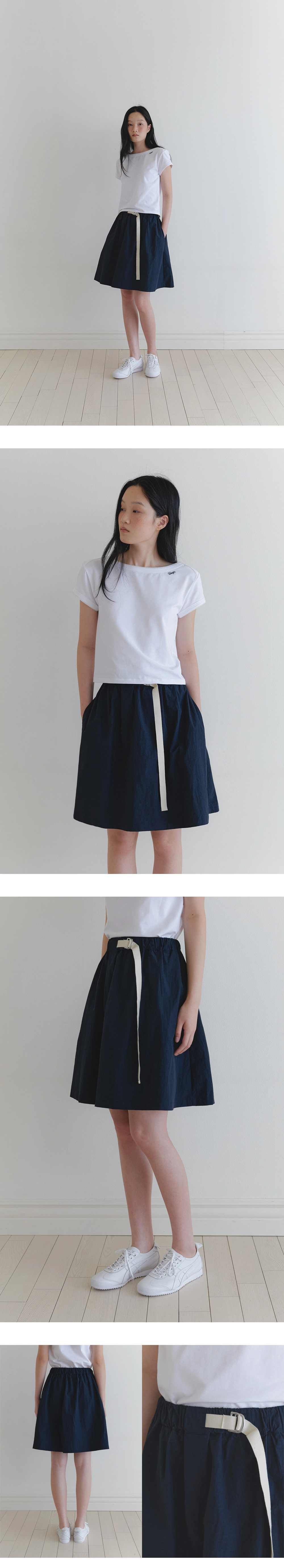 Nylon belted banding skirt_2colors