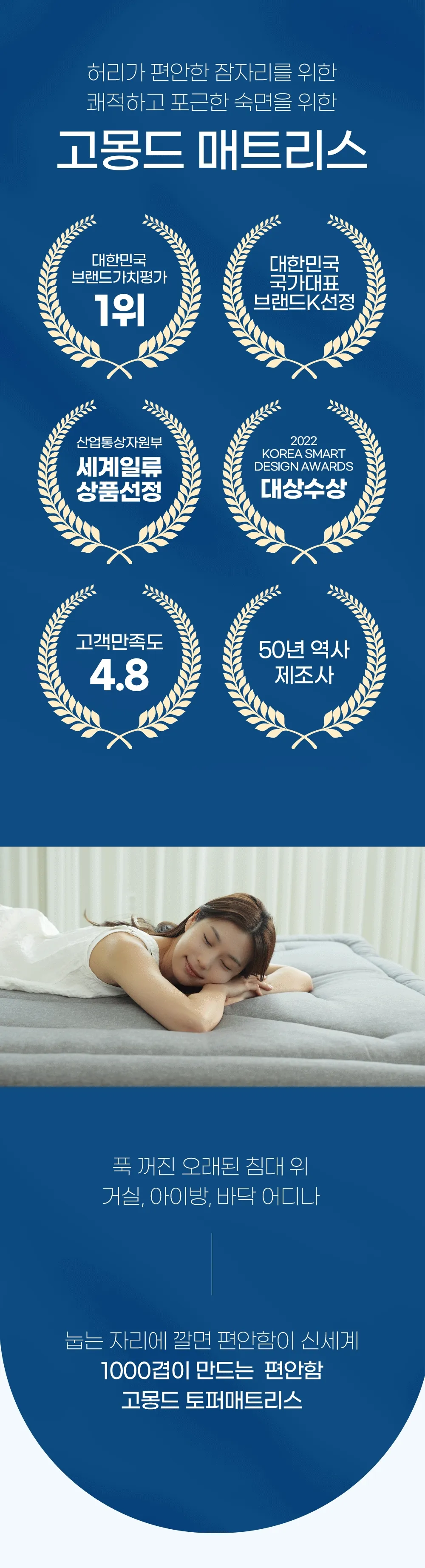 [159차 완판] 고몽드 침대용 토퍼 매트리스 - 허리 편한 침대용 토퍼 매트리스, 침대, 바닥, 거실, 원룸 등 어디서나