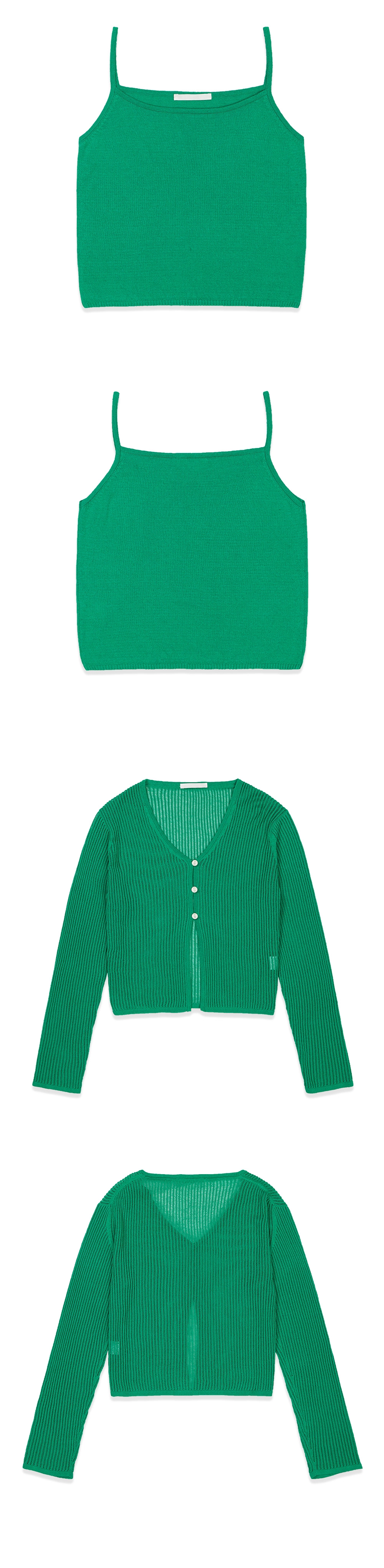 23SU MESH CARDIGAN SLEEVELESS SET / GREEN