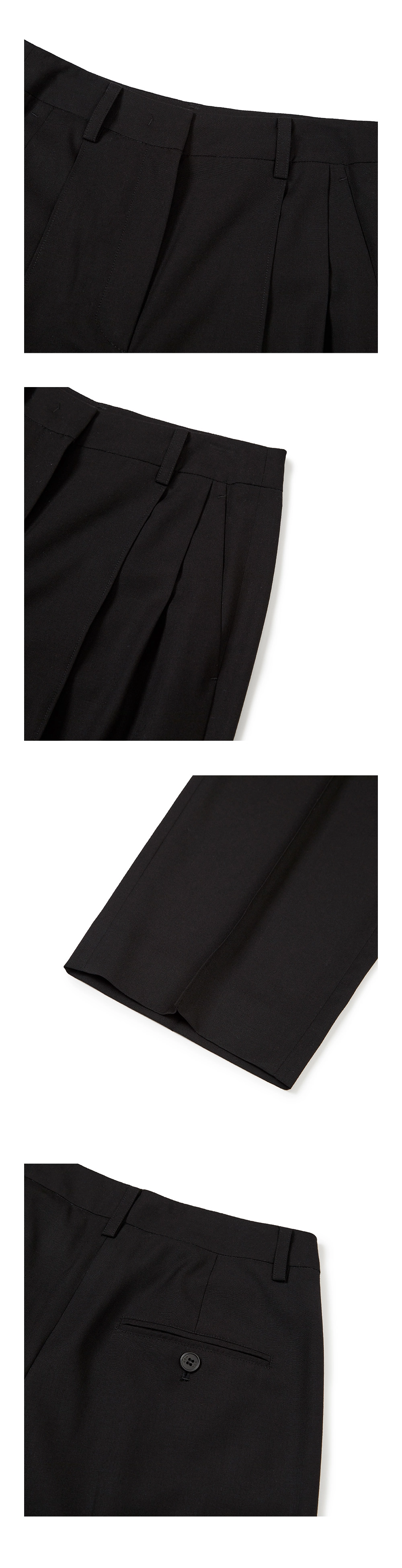 23SU SUMMER PIN TUCK SLACKS / BLACK