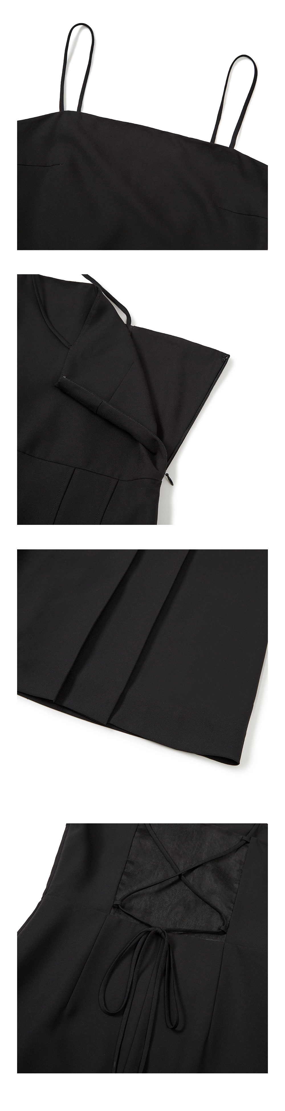 23SU BACK STRAP SHEER POINT DRESS / BLACK