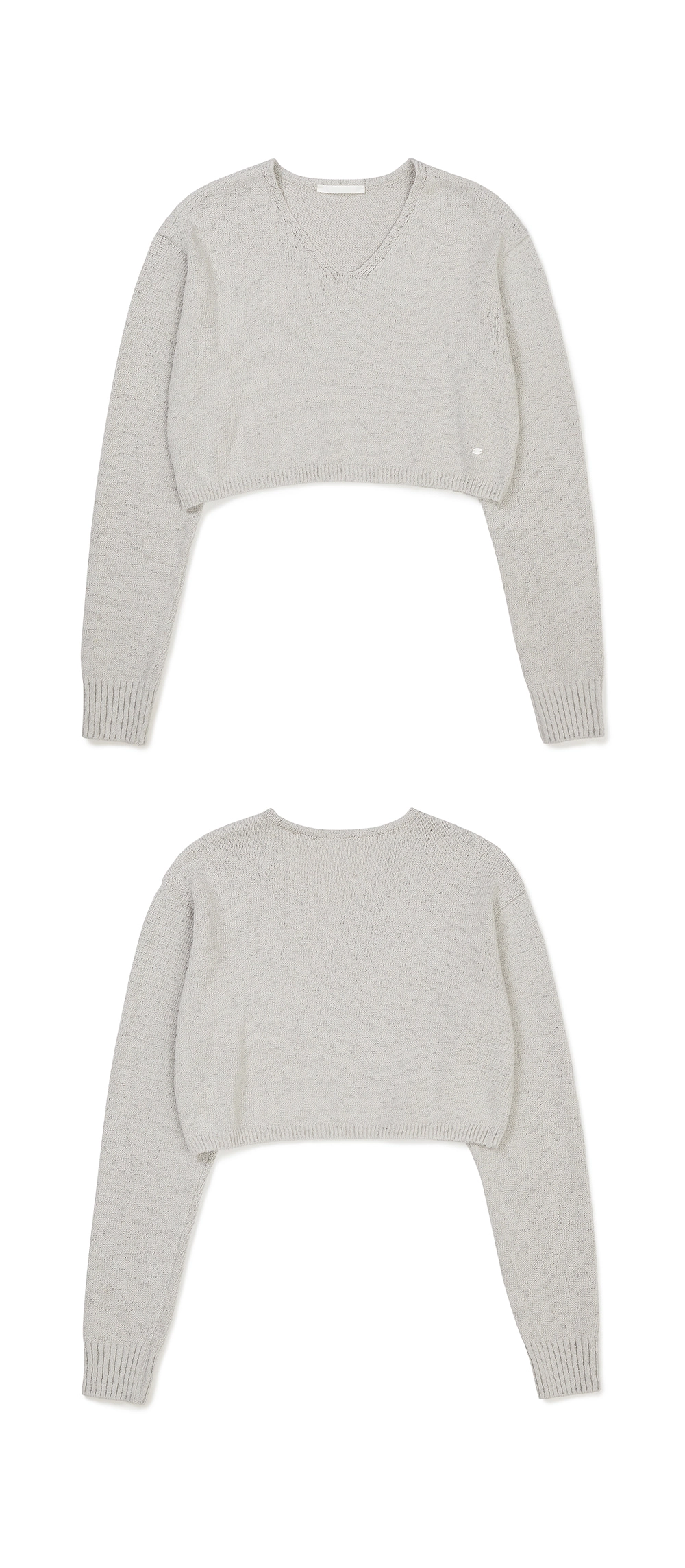 23SP COTTON V-NECK CROP KNIT / PALE GREY