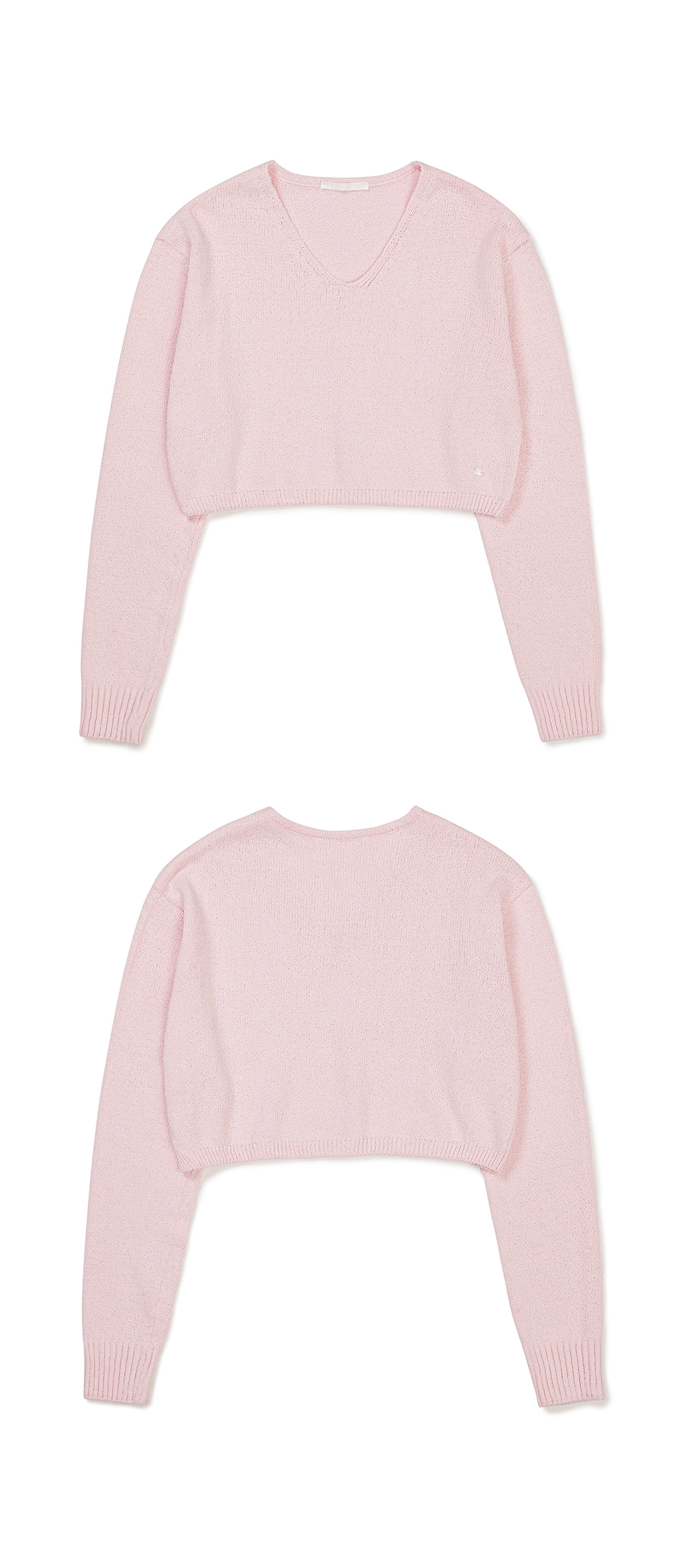 23SP COTTON V-NECK CROP KNIT / SHELL PINK