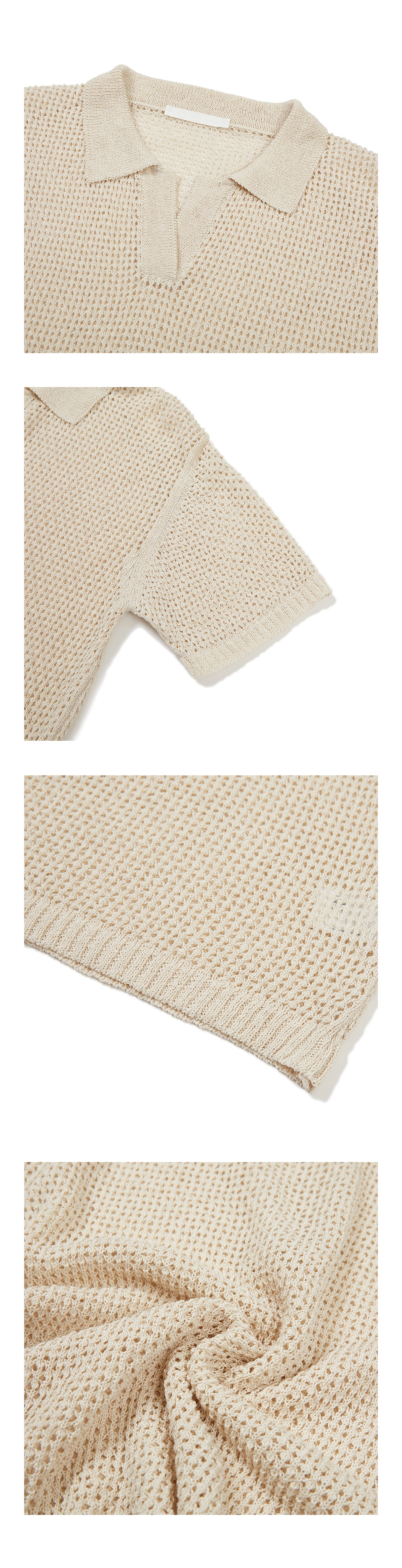 23SU HANJI YARN MESH COLLAR KNIT / ECRU