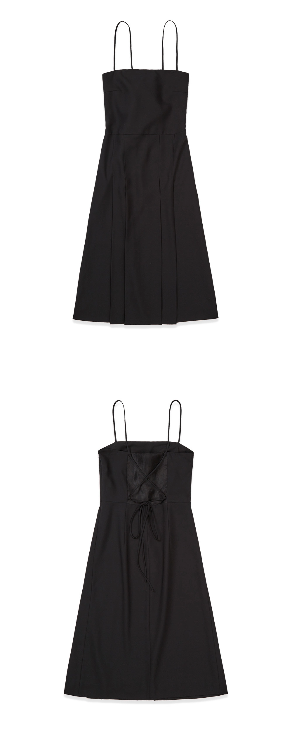 23SU BACK STRAP SHEER POINT DRESS / BLACK
