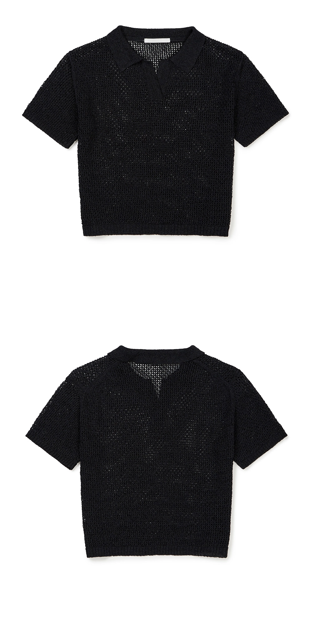 23SU HANJI YARN MESH COLLAR KNIT / CHARCOAL