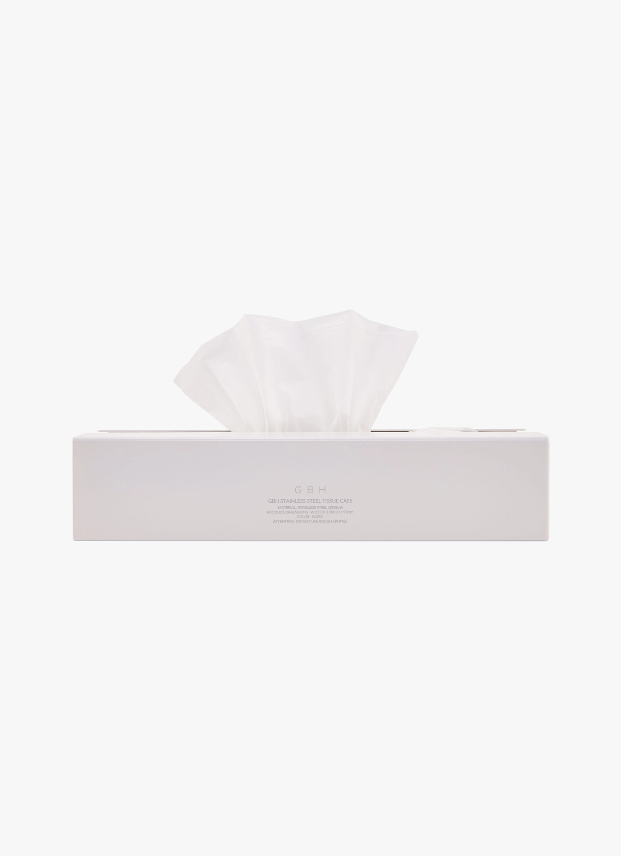 STAINLESS STEEL TISSUE CASE / IVORY : GBH
