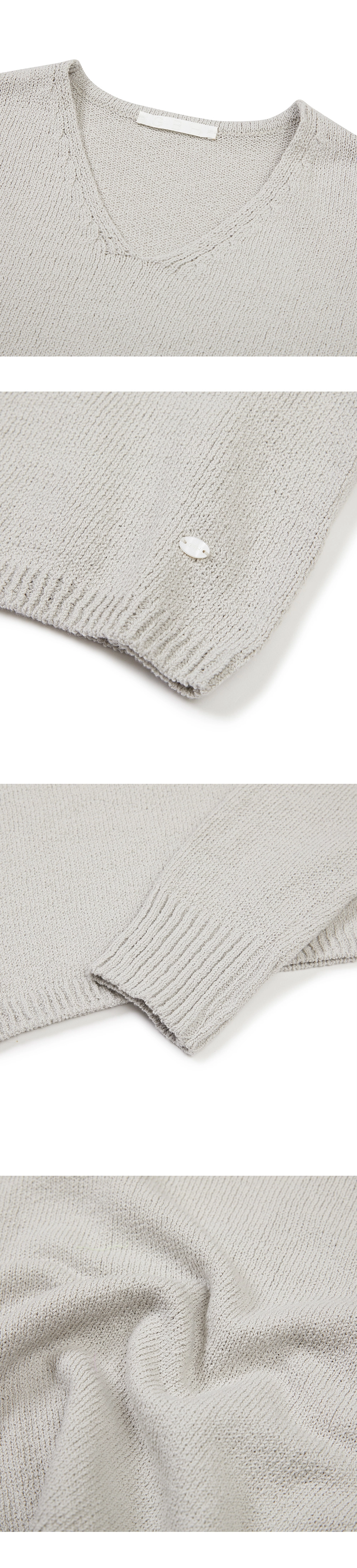 23SP COTTON V-NECK CROP KNIT / PALE GREY
