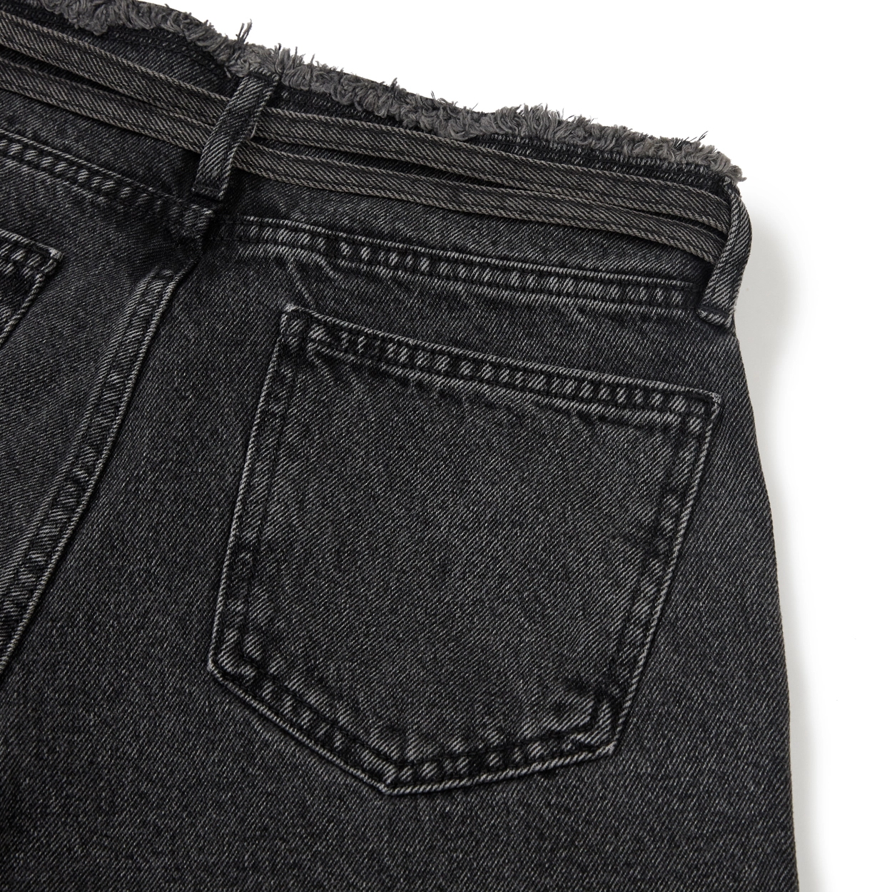 24SU BELT POINT DENIM SHORTS / DARK GREY