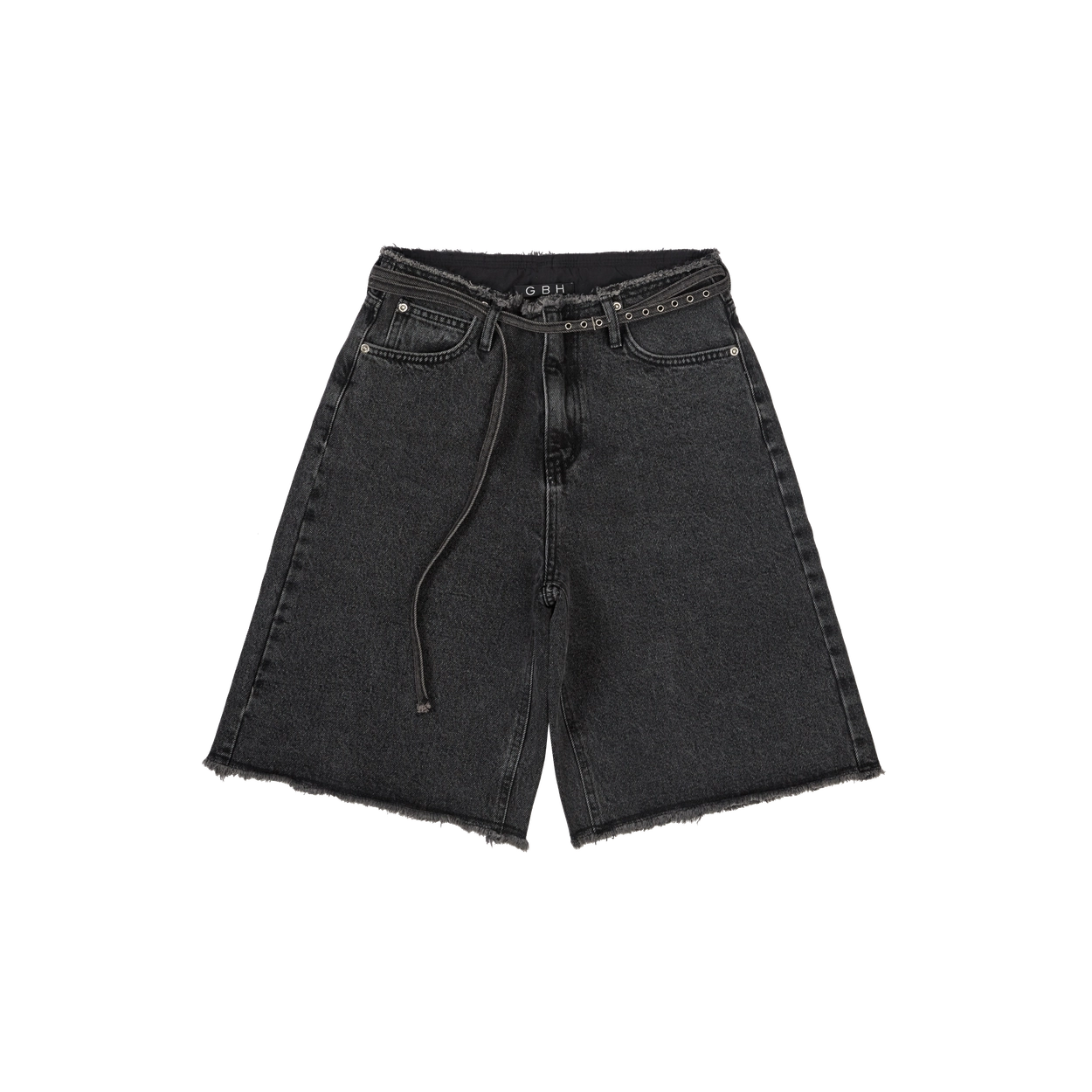24SU BELT POINT DENIM SHORTS / DARK GREY