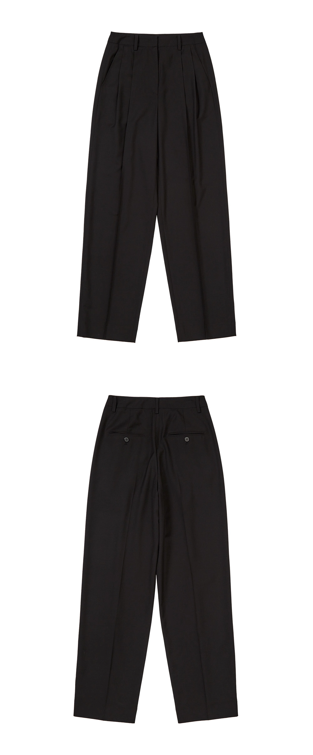 23SU SUMMER PIN TUCK SLACKS / BLACK