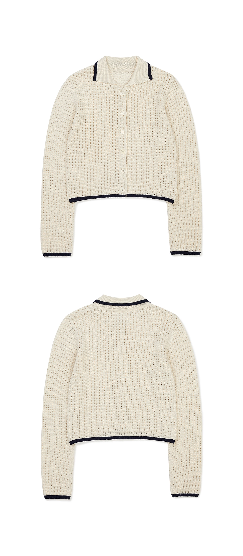 23SP COLOR BLOCK CROCHET CARDIGAN / ECRU