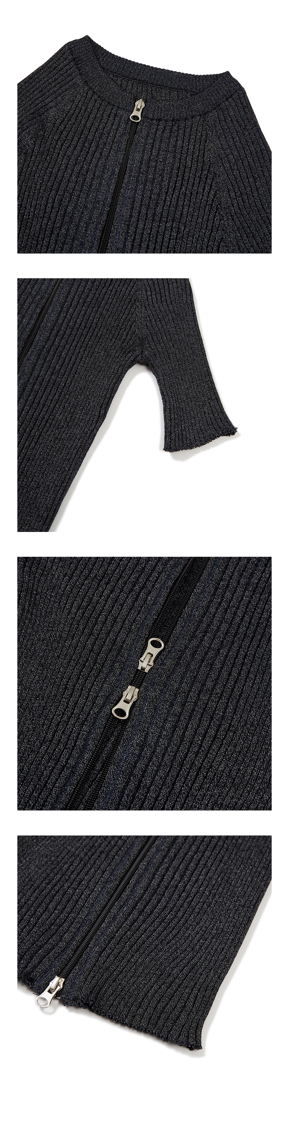 23SU TWO TONE ZIP UP KNIT / METAL NAVY