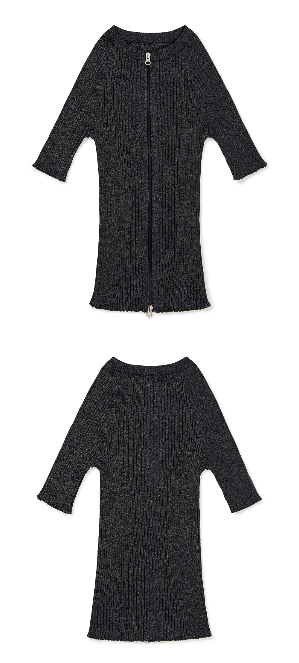 23SU TWO TONE ZIP UP KNIT / METAL NAVY