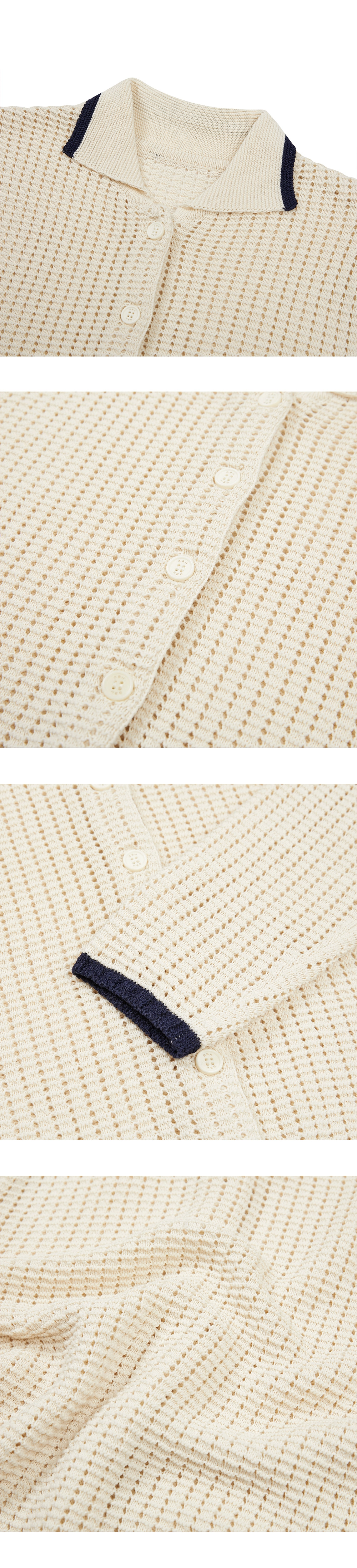 23SP COLOR BLOCK CROCHET CARDIGAN / ECRU