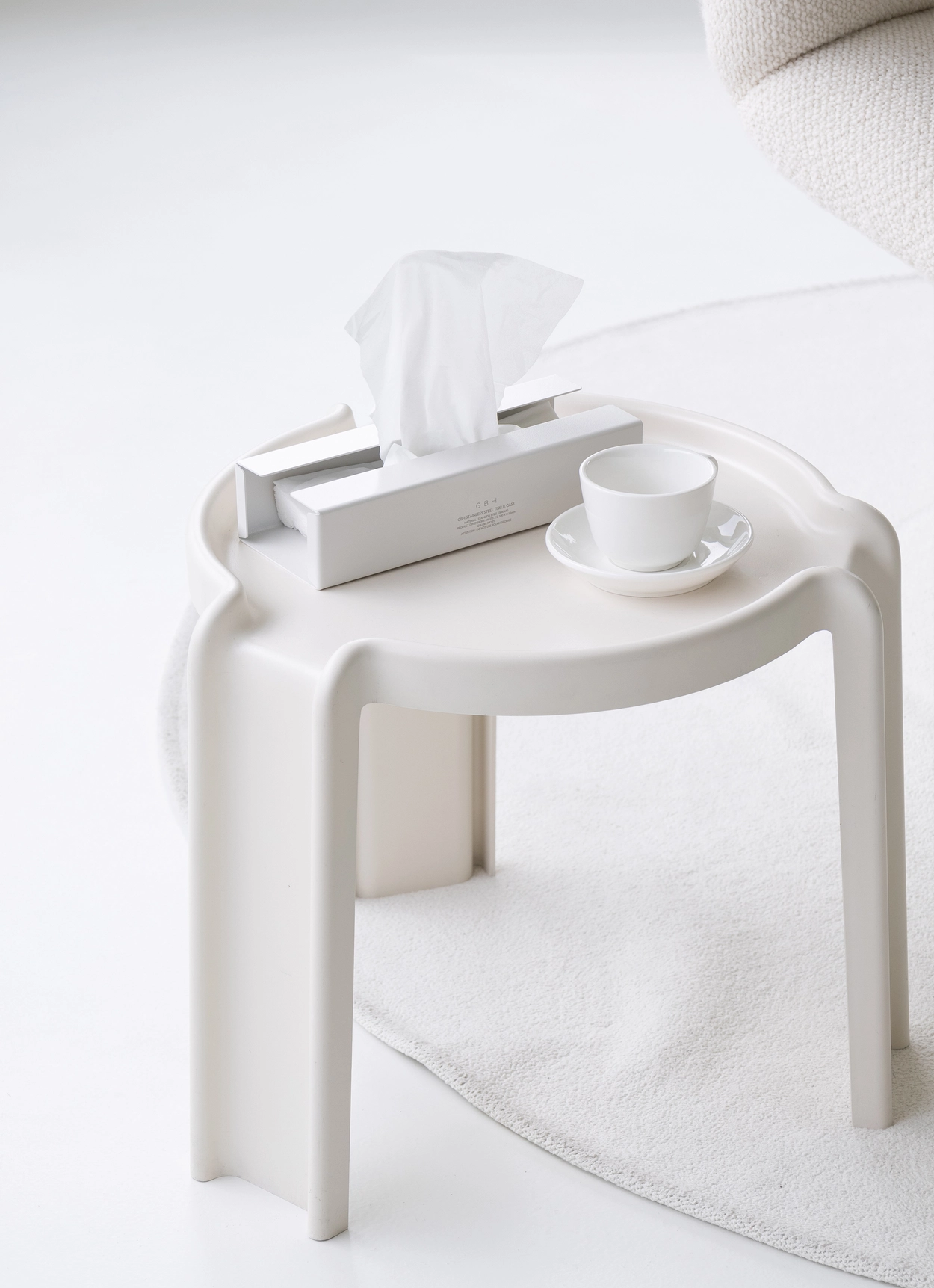 STAINLESS STEEL TISSUE CASE / IVORY : GBH