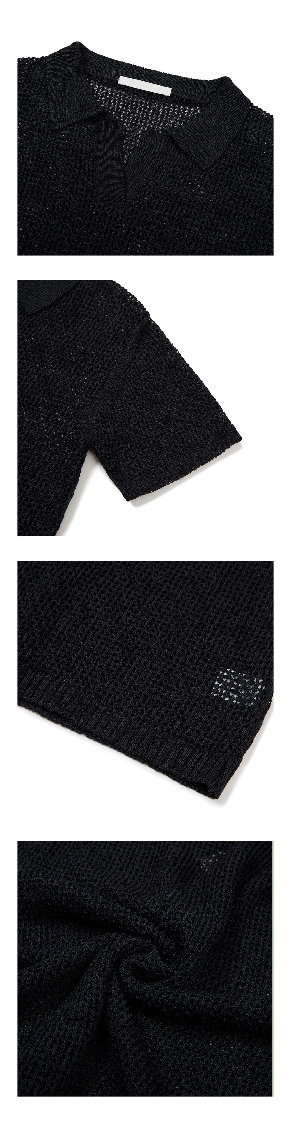 23SU HANJI YARN MESH COLLAR KNIT / CHARCOAL