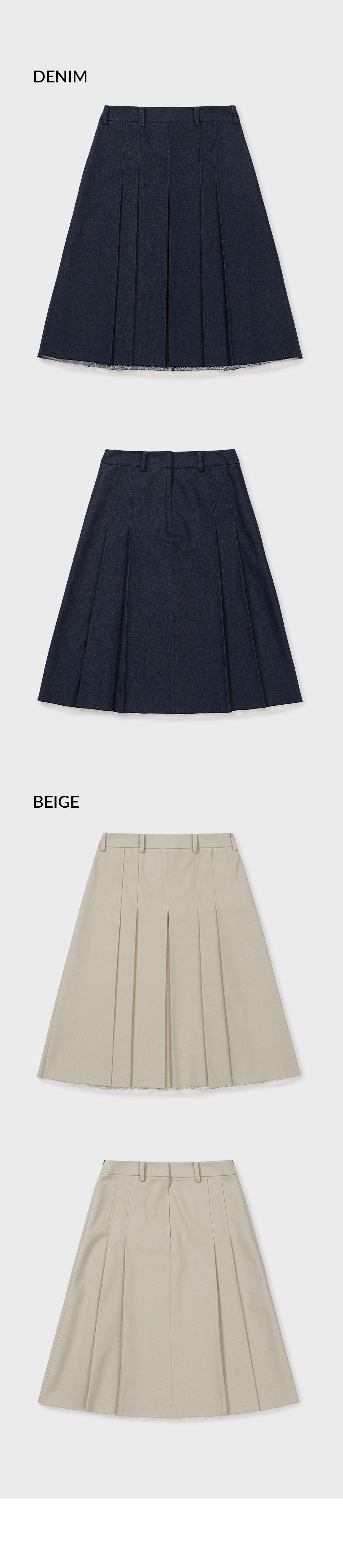 24SP RAW CUT MIDI PLEATS SKIRT / 2 COLOR