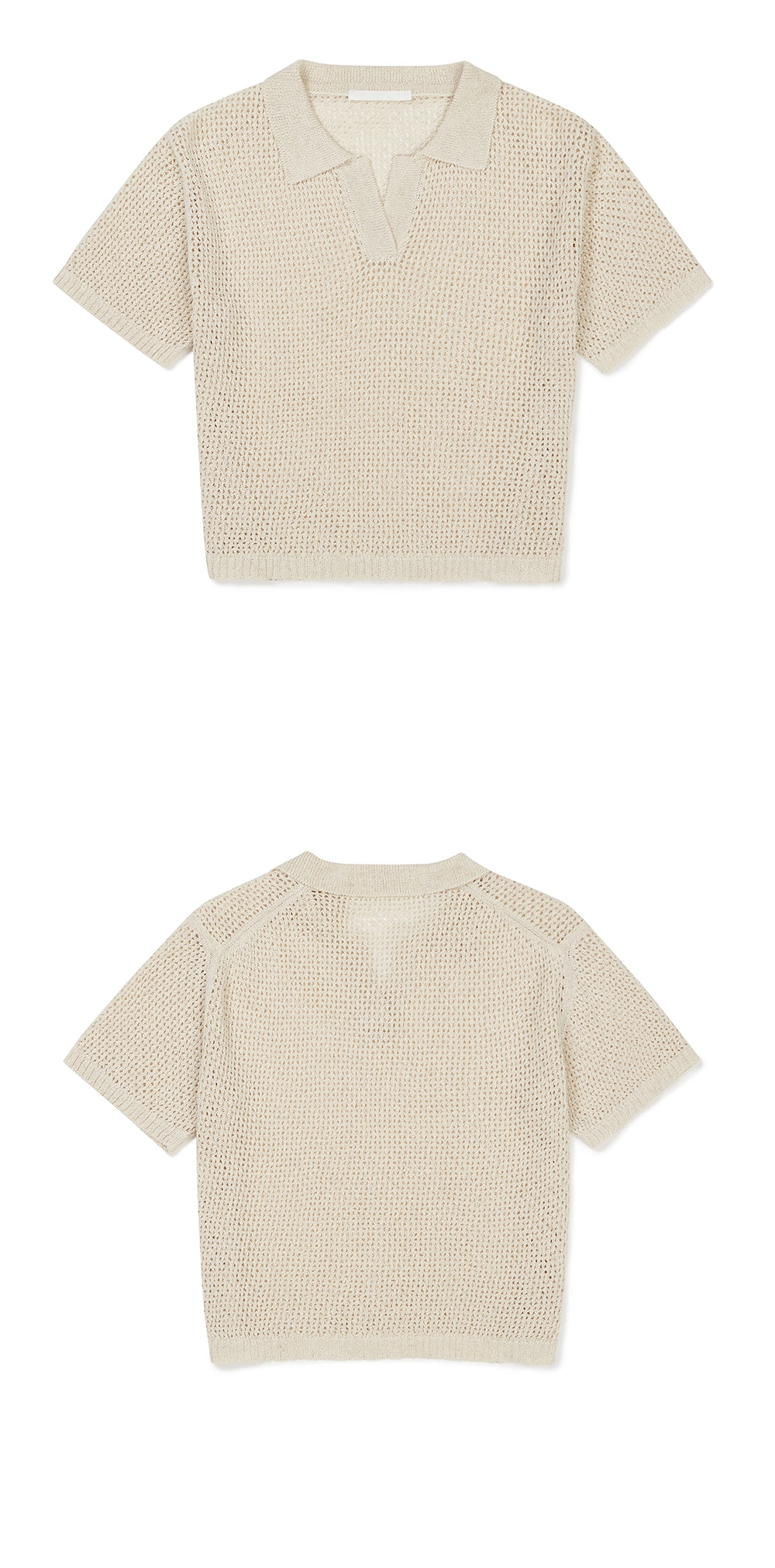 23SU HANJI YARN MESH COLLAR KNIT / ECRU